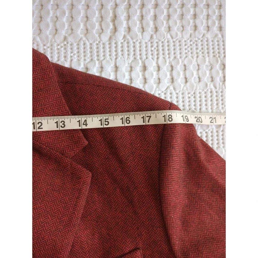 Mr Turk Blazer Herringbone Wool Blend Red Turquoise 2 Button Size 44